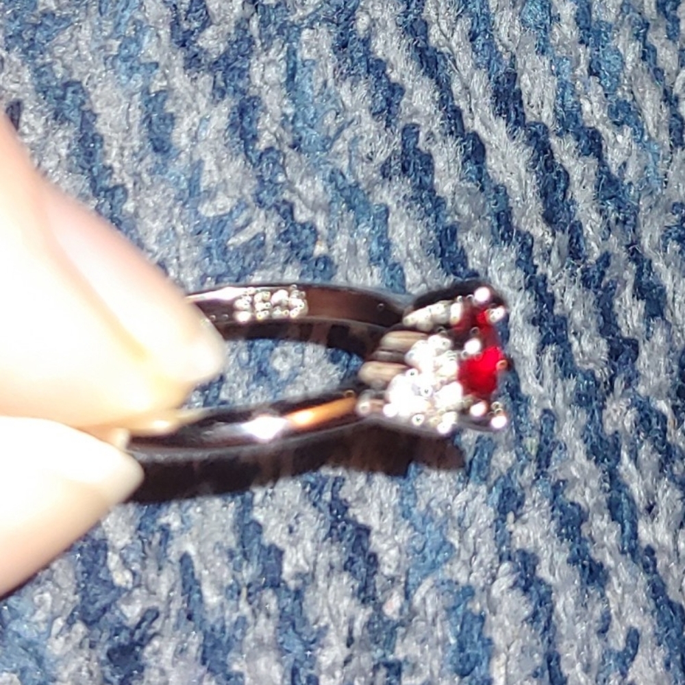 925 Sterling Silver Simulated Ruby Ring - image 3